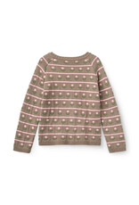 Copenhagen Colors Knitted Flower Pattern Cardigan Walnut Flower