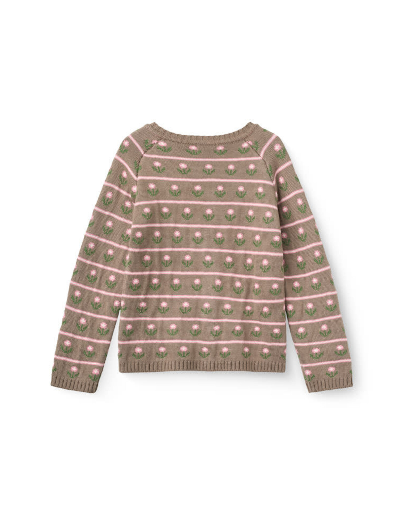 Copenhagen Colors Knitted Flower Pattern Cardigan Walnut Flower