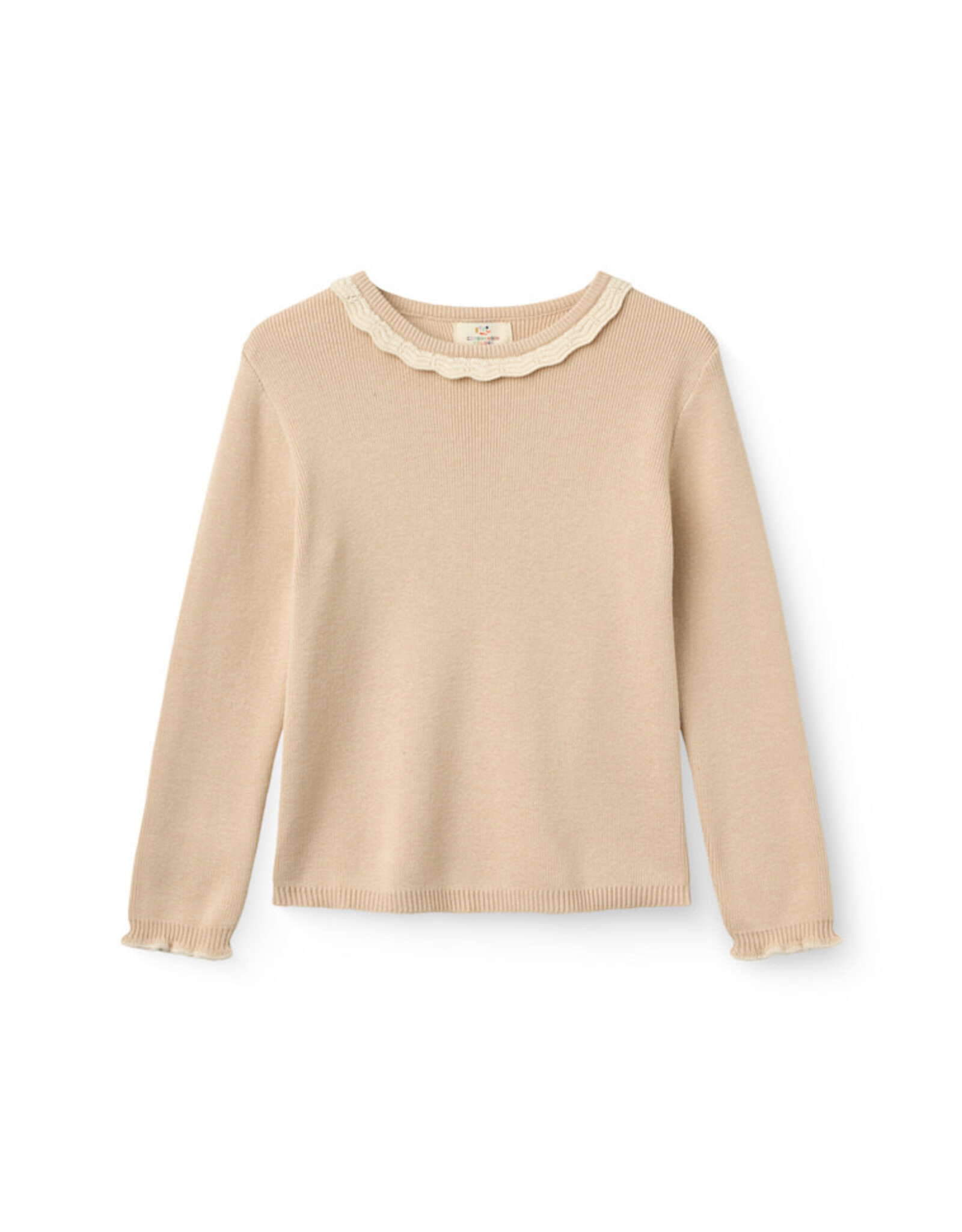 Copenhagen Colors LS Blouse w. Deco Neck Beige Comb.