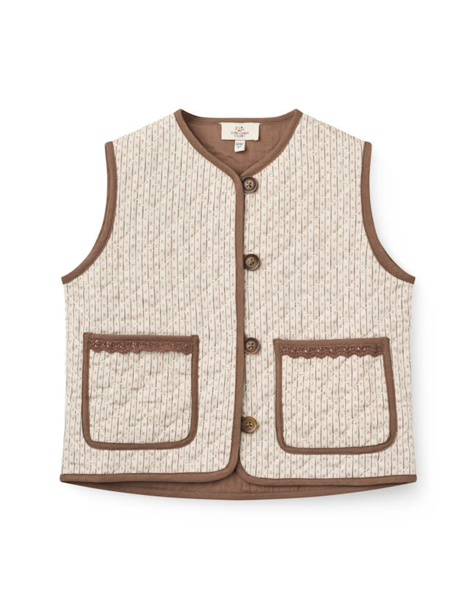 Copenhagen Colors Aop Quilted Vest w. Lace Sand Flower Print