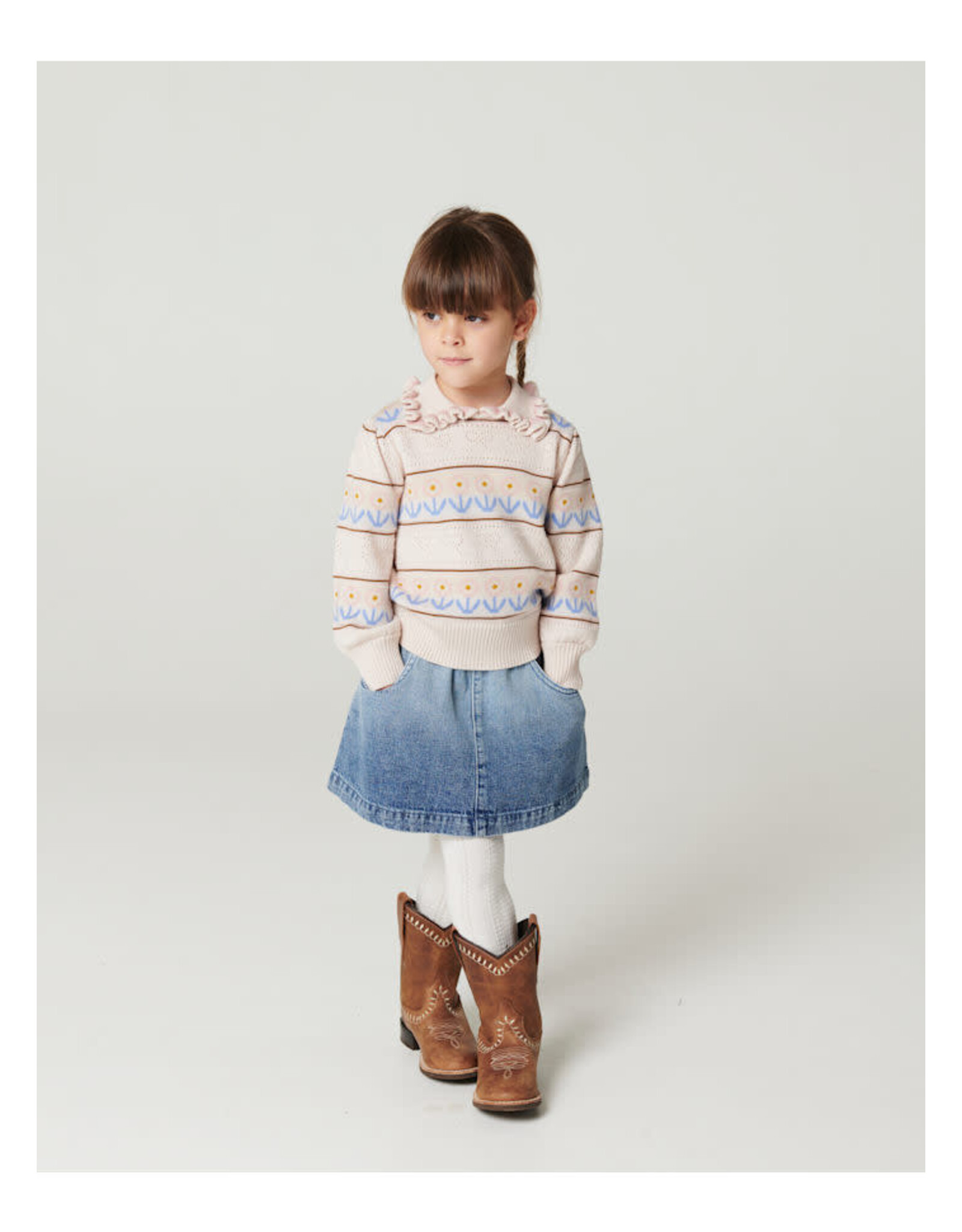 Copenhagen Colors Denim Skirt w. Block Spray