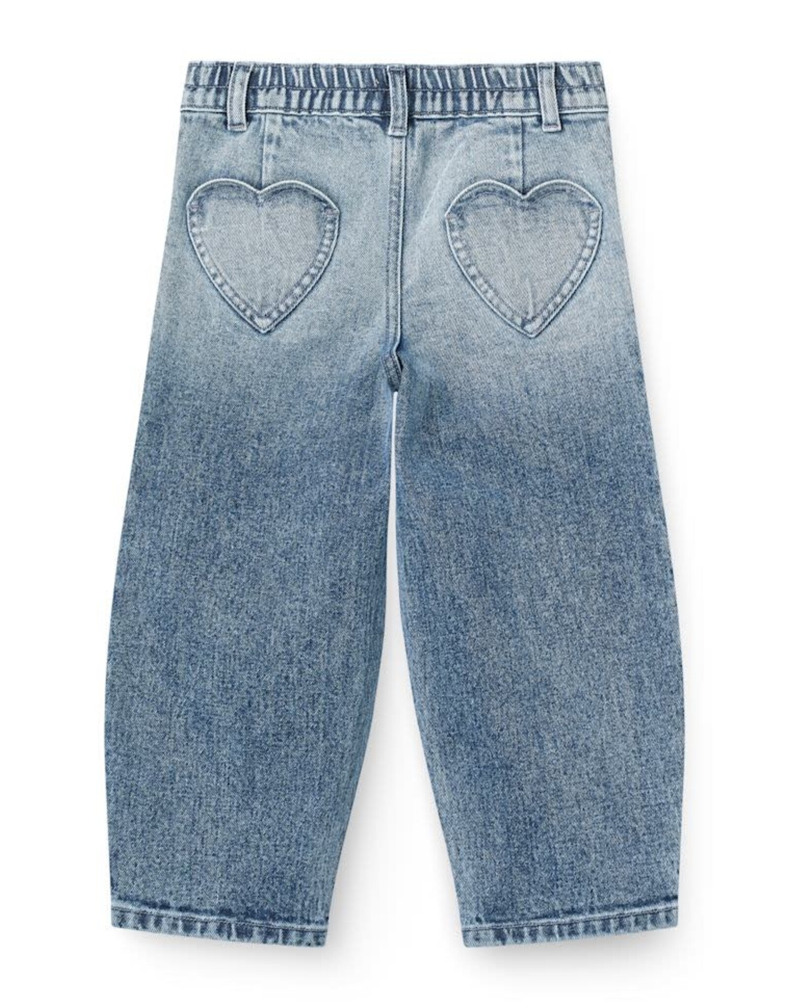 Copenhagen Colors Organic Balloon Denim Pants w. Hearts Back Pockets Block Spray
