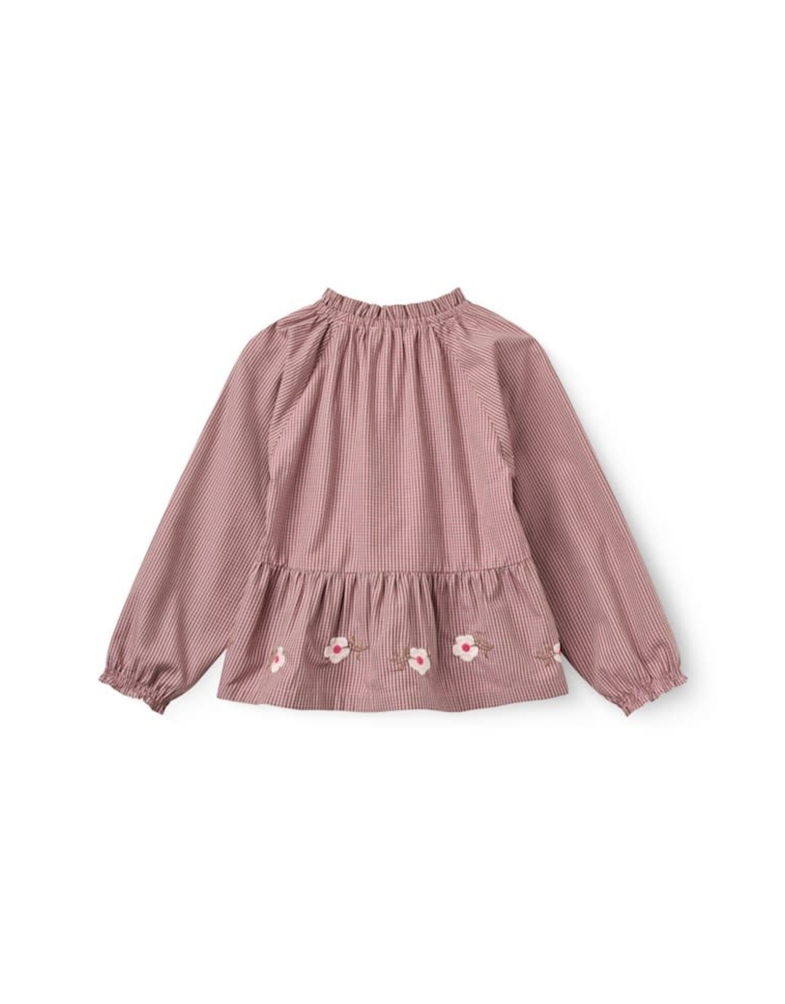 Copenhagen Colors Blouse w. Flower Embroidery Winter Rose Check Comb.