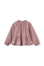 Copenhagen Colors Blouse w. Flower Embroidery Winter Rose Check Comb.