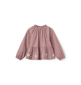 Copenhagen Colors Blouse w. Flower Embroidery Winter Rose Check Comb.