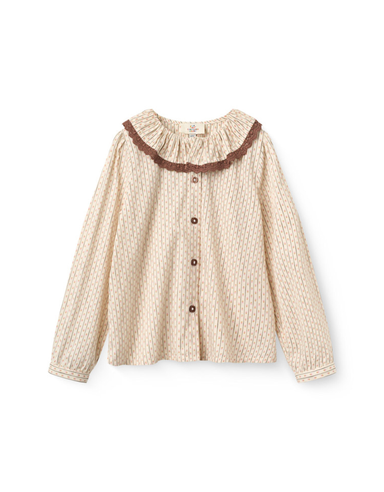 Copenhagen Colors Aop Shirt w. Frill & Lace Piping Sand Flower Print