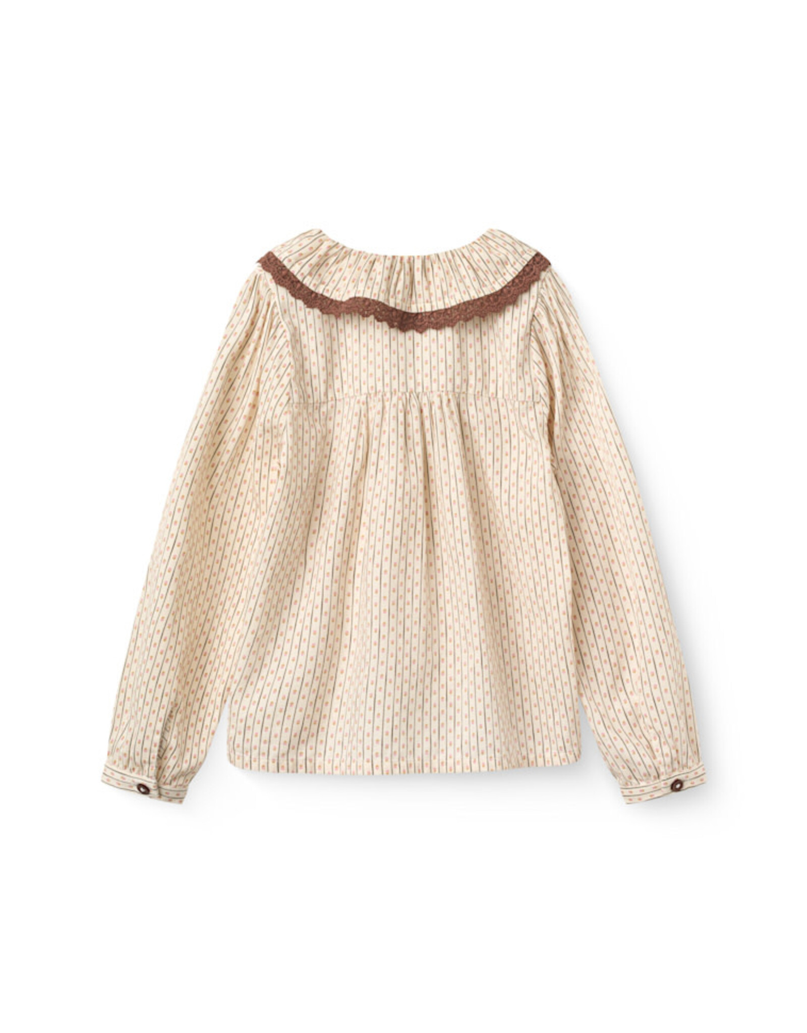 Copenhagen Colors Aop Shirt w. Frill & Lace Piping Sand Flower Print