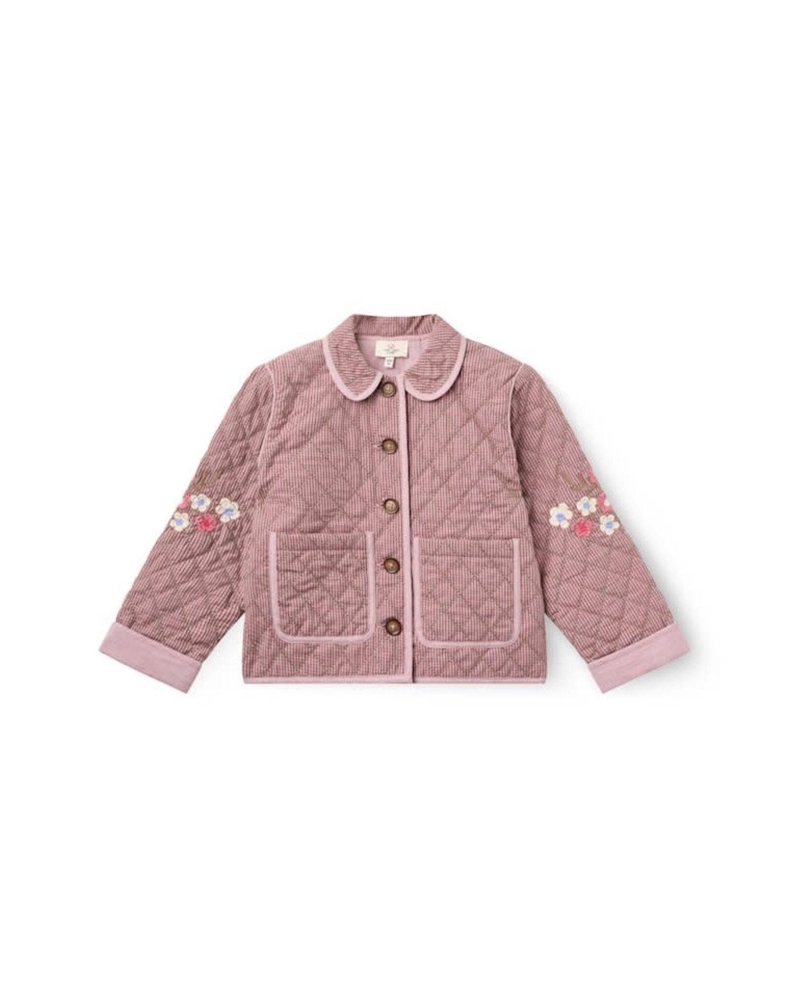 Copenhagen Colors Checkered Quilted Jacket w. Embroidery Winter Rose Check Comb.