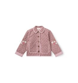 Copenhagen Colors Checkered Quilted Jacket w. Embroidery Winter Rose Check Comb.
