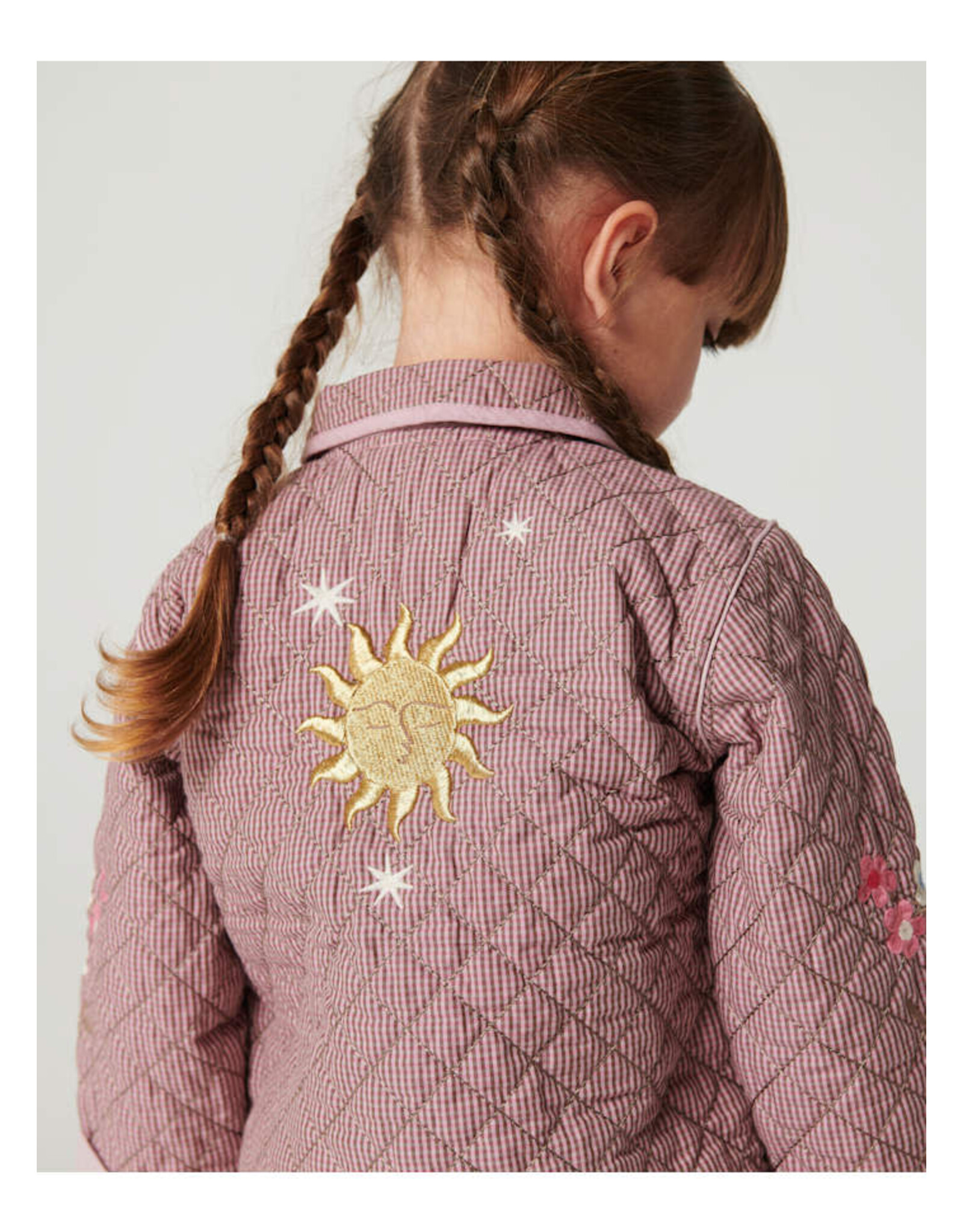 Copenhagen Colors Checkered Quilted Jacket w. Embroidery Winter Rose Check Comb.