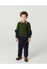 Copenhagen Colors Long-Sleeved Knitted Waffle Polo Dk. Green Comb.