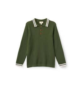Copenhagen Colors Long-Sleeved Knitted Waffle Polo Dk. Green Comb. boys