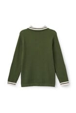 Copenhagen Colors Long-Sleeved Knitted Waffle Polo Dk. Green Comb.