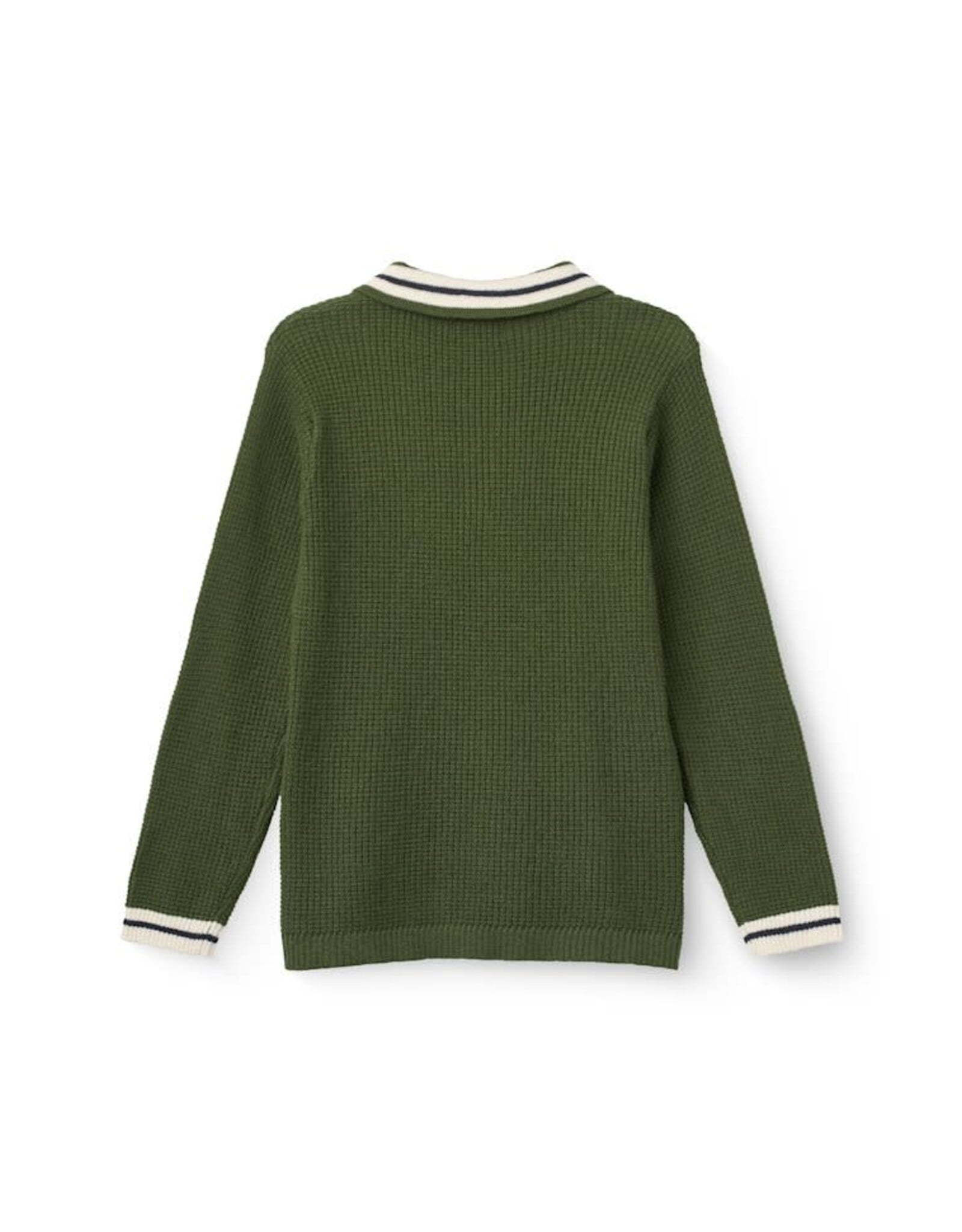 Copenhagen Colors Long-Sleeved Knitted Waffle Polo Dk. Green Comb.