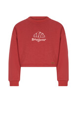 Nono Kuya soft furry cropped sweater Croissant print Samba Red