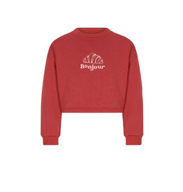 Nono Kuya soft furry cropped sweater Croissant print Samba Red