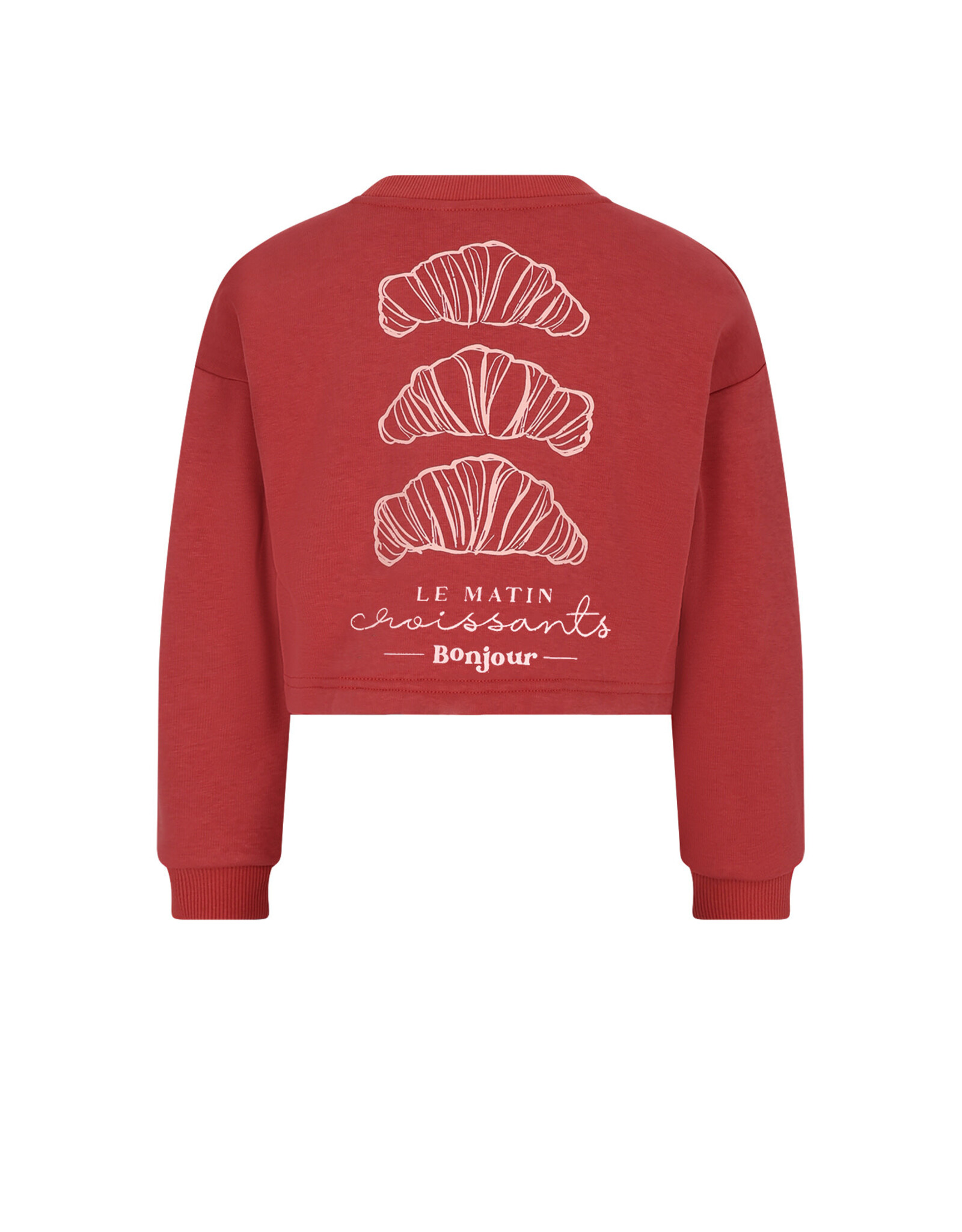 Nono Kuya soft furry cropped sweater Croissant print Samba Red