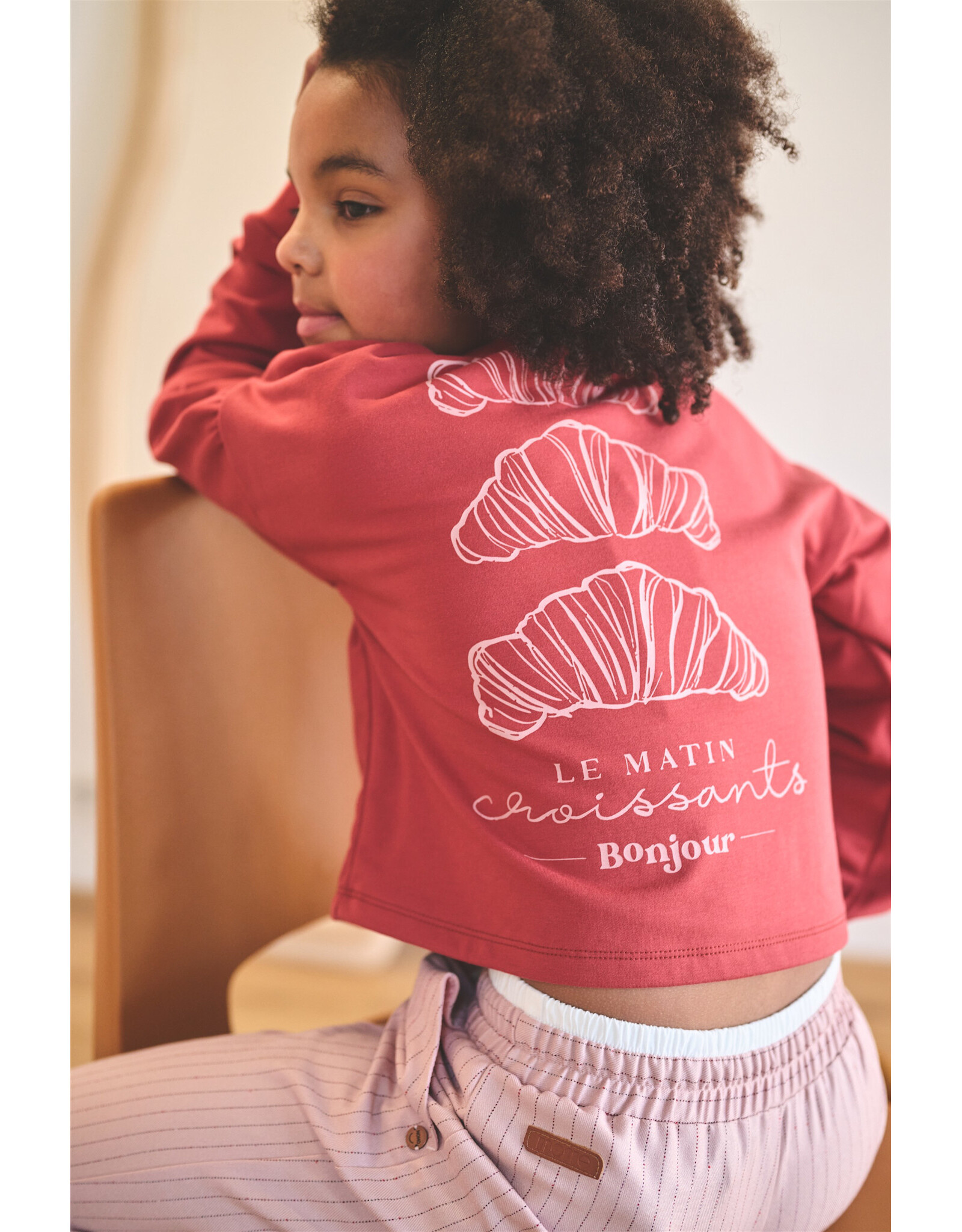 Nono Kuya soft furry cropped sweater Croissant print Samba Red