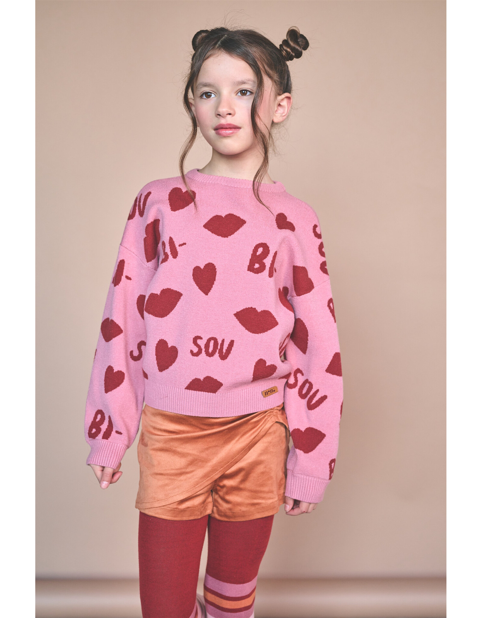 Nono Katie Jacquard BISOU Knitted Sweater Sunset Pink