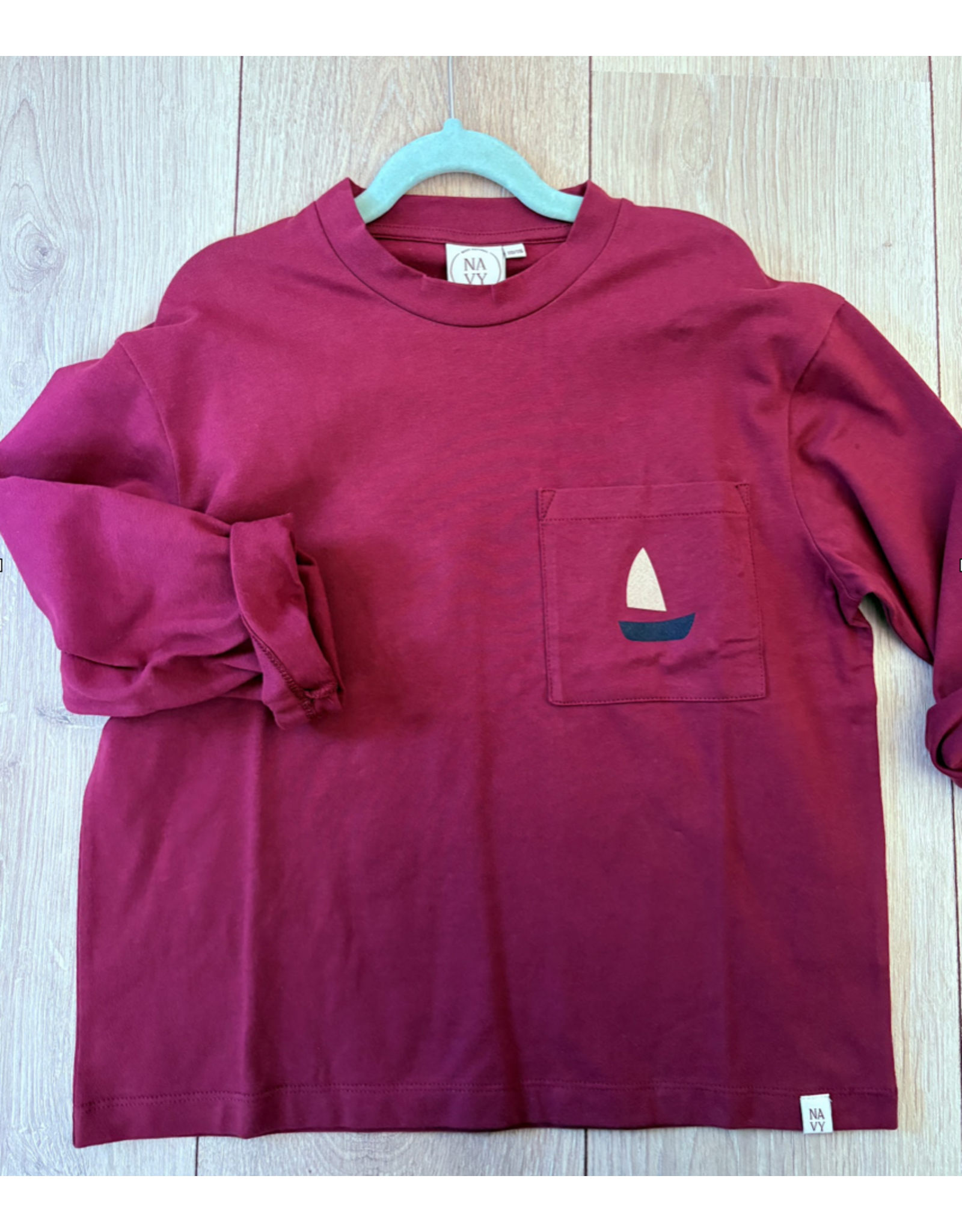NAVY NATURAL Hidde burgundy longsleeve boat