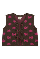 NAVY NATURAL Mikki knitted gillet flower