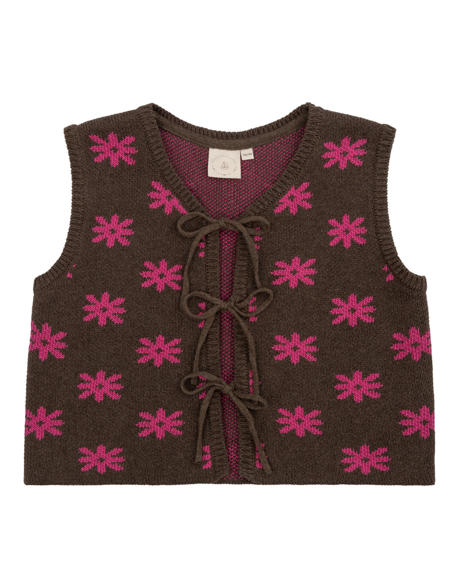 NAVY NATURAL Mikki knitted gillet flower