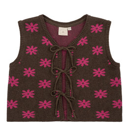 NAVY NATURAL Mikki knitted gillet flower