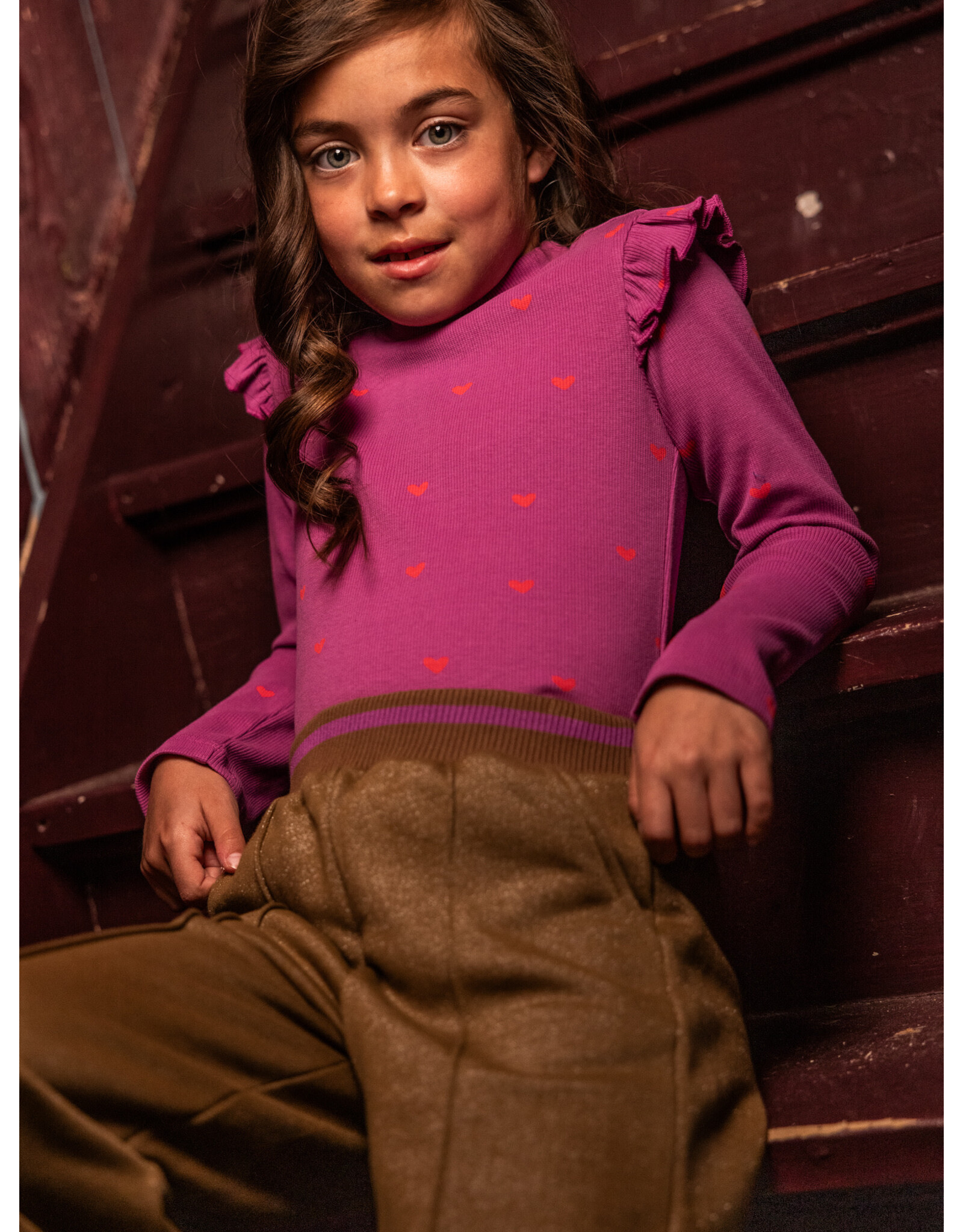 Little Looxs Little heart rib t-shirt VIOLET HEART