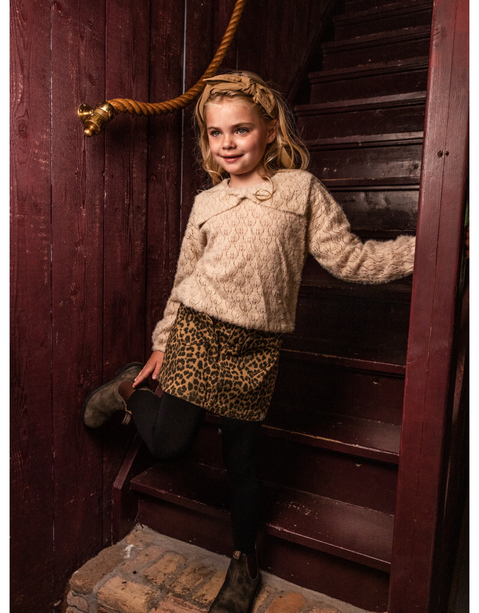 Little Looxs Little lace bow blouse Latte