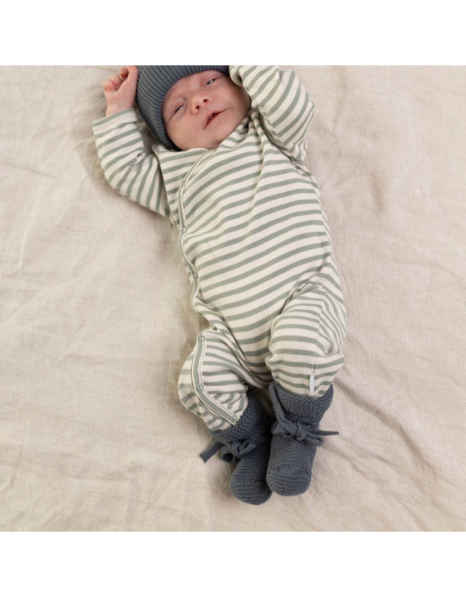 Noppies Playsuit LS Stripe Iceberg Green