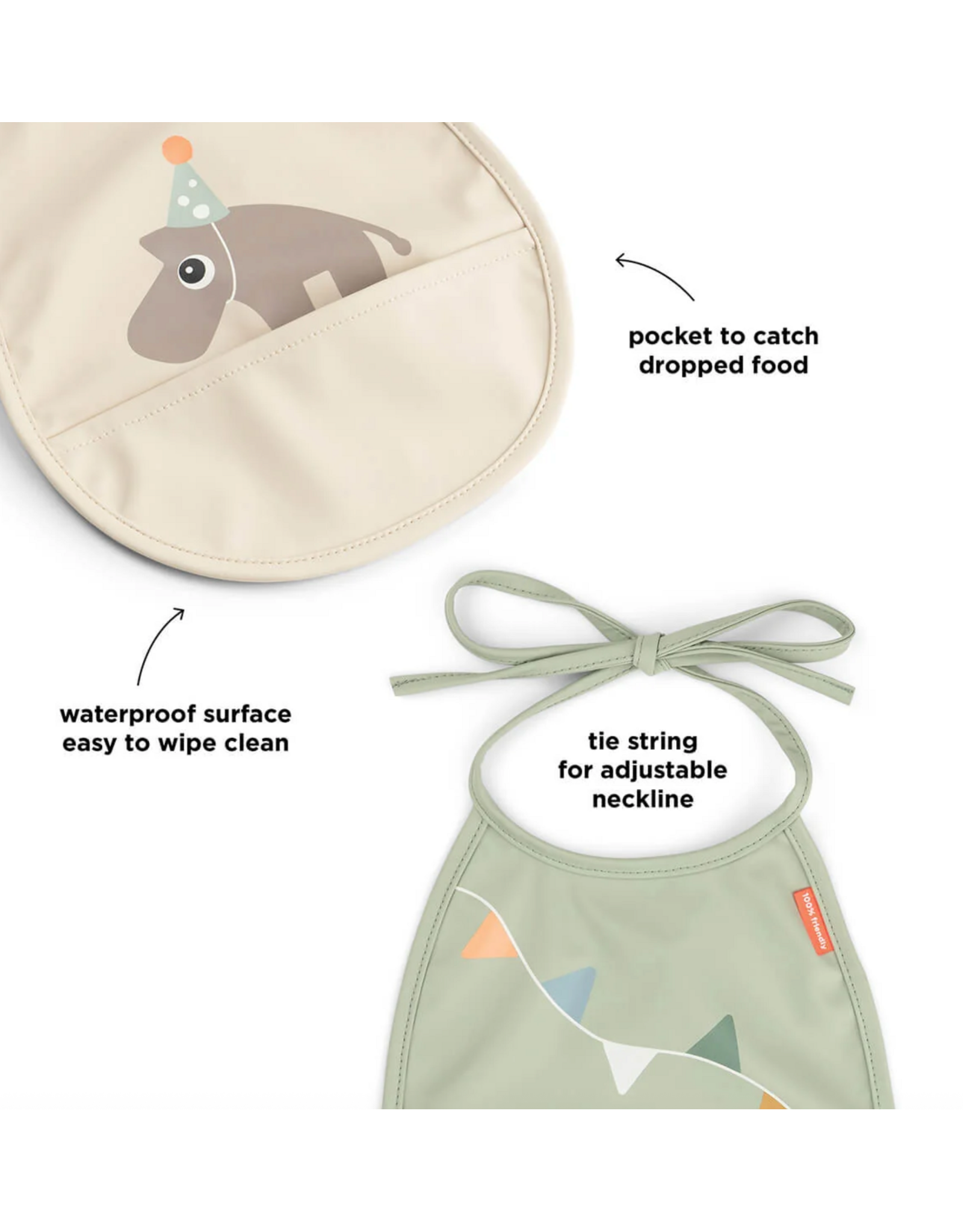 Done by Deer Tiny pocket bib 2-pack celebration Sans