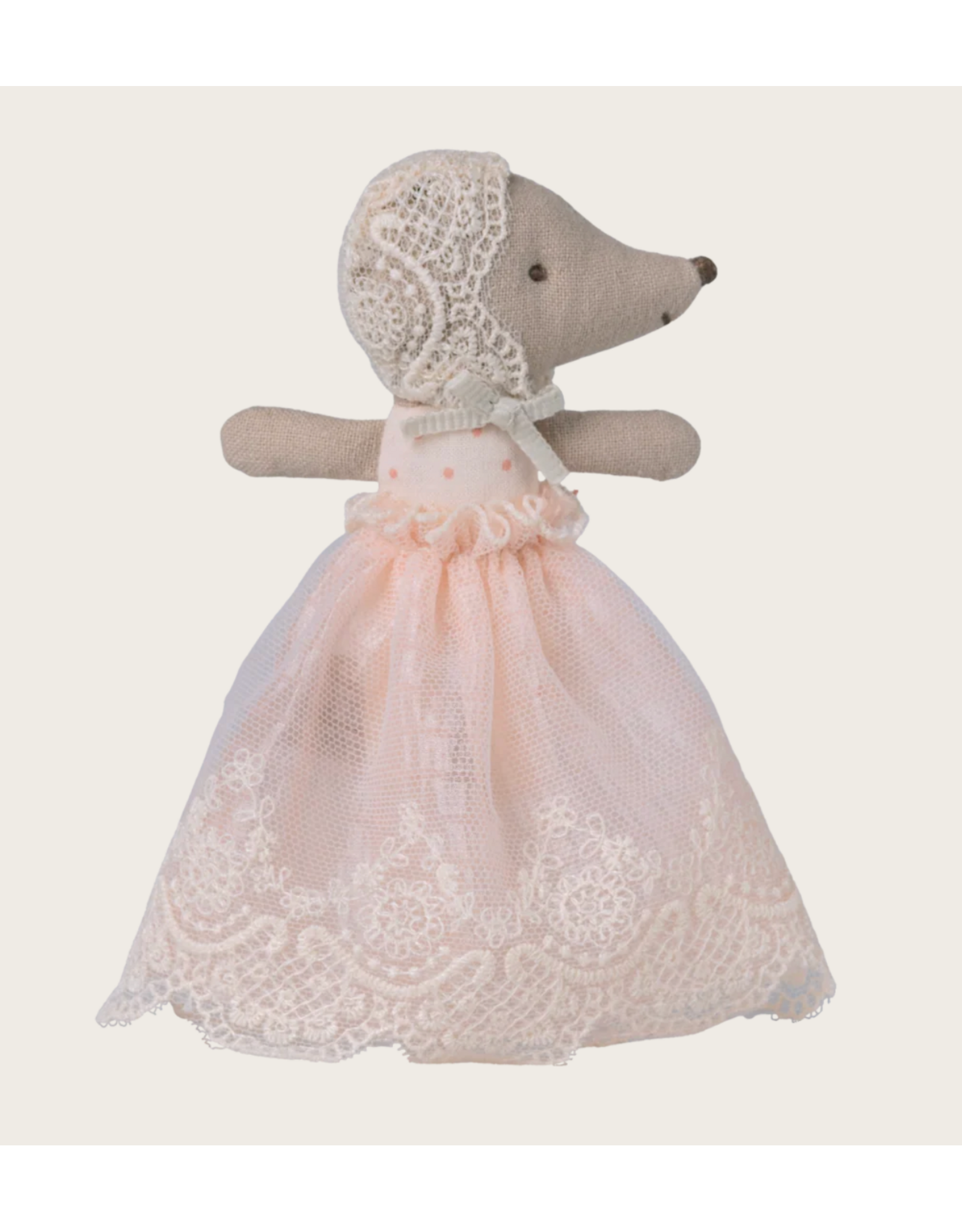 Maileg Baby mouse in gown Powder
