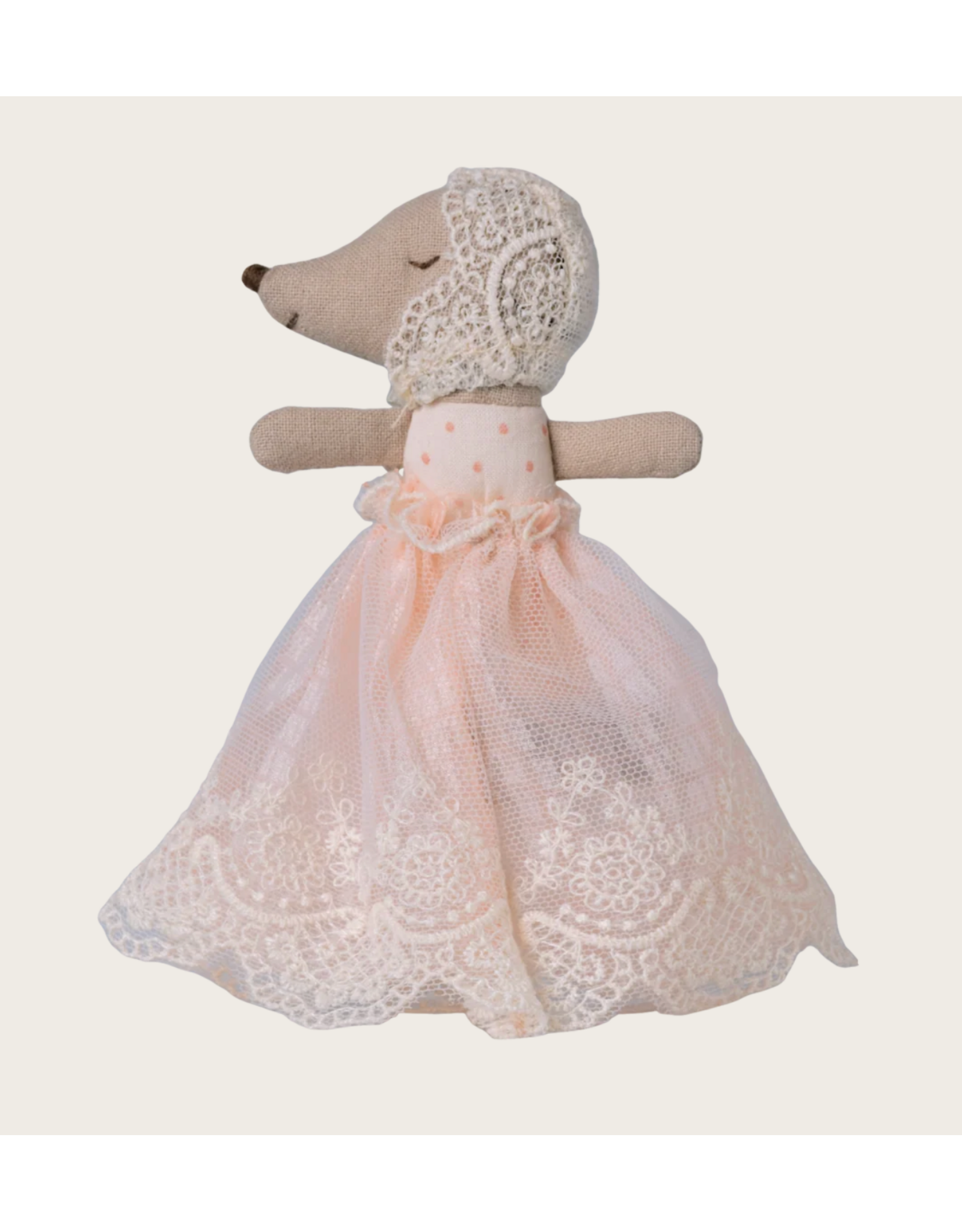 Maileg Baby mouse in gown Powder