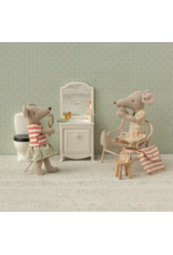 Maileg Toothbrush set in bag Mouse Coral stripe