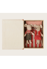Maileg Christmas twin mice little sister and brother in book
