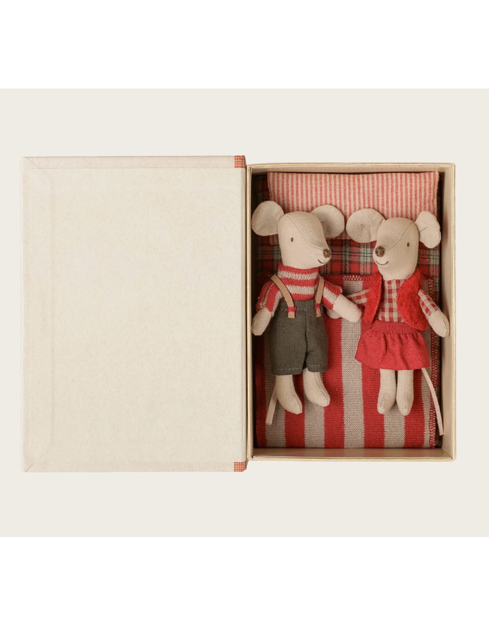 Maileg Christmas twin mice little sister and brother in book