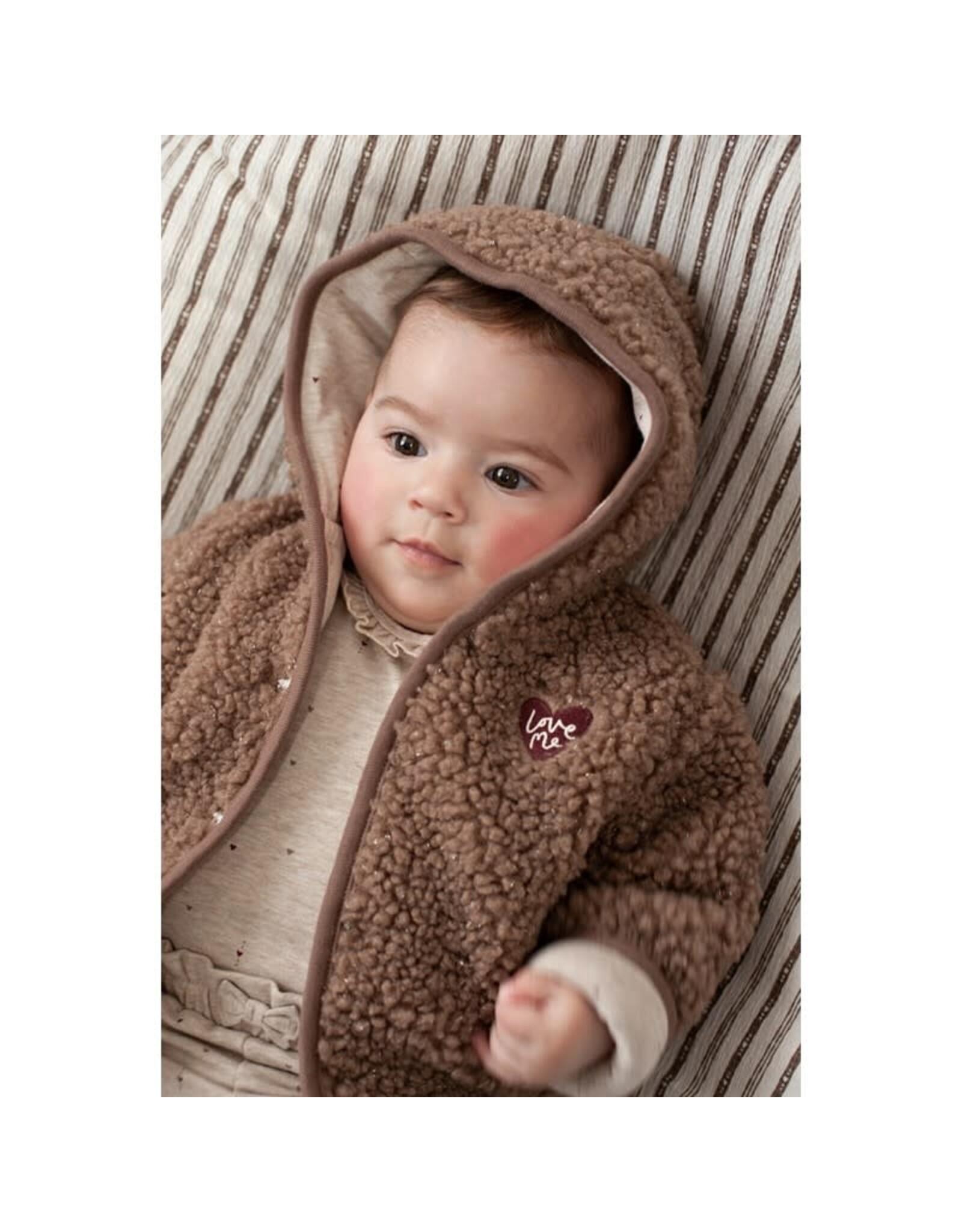 Feetje Bouclé omkeerbaar jasje met capuchon - My Little Love Taupe