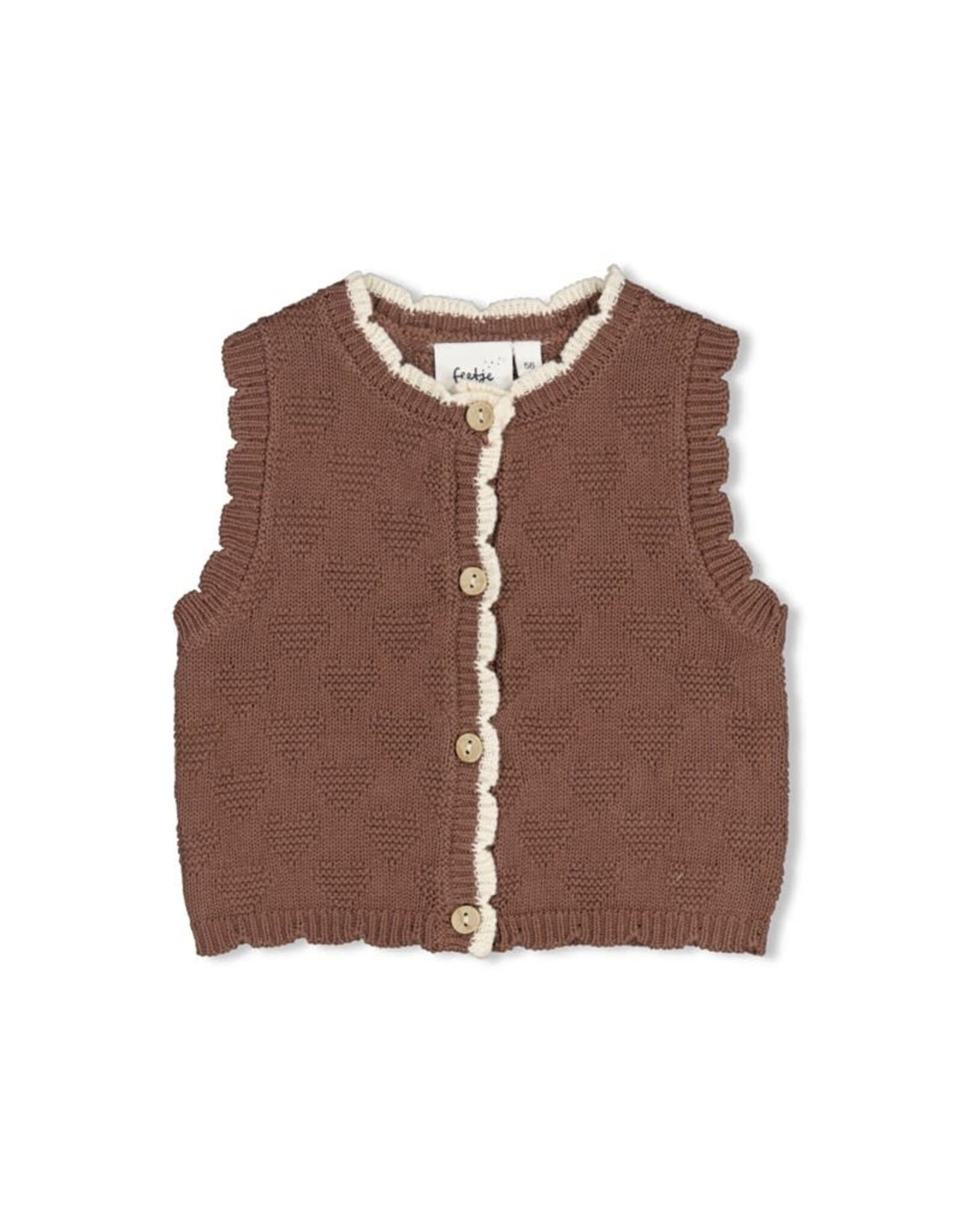 Feetje Gilet gebreid - My Little Love Taupe