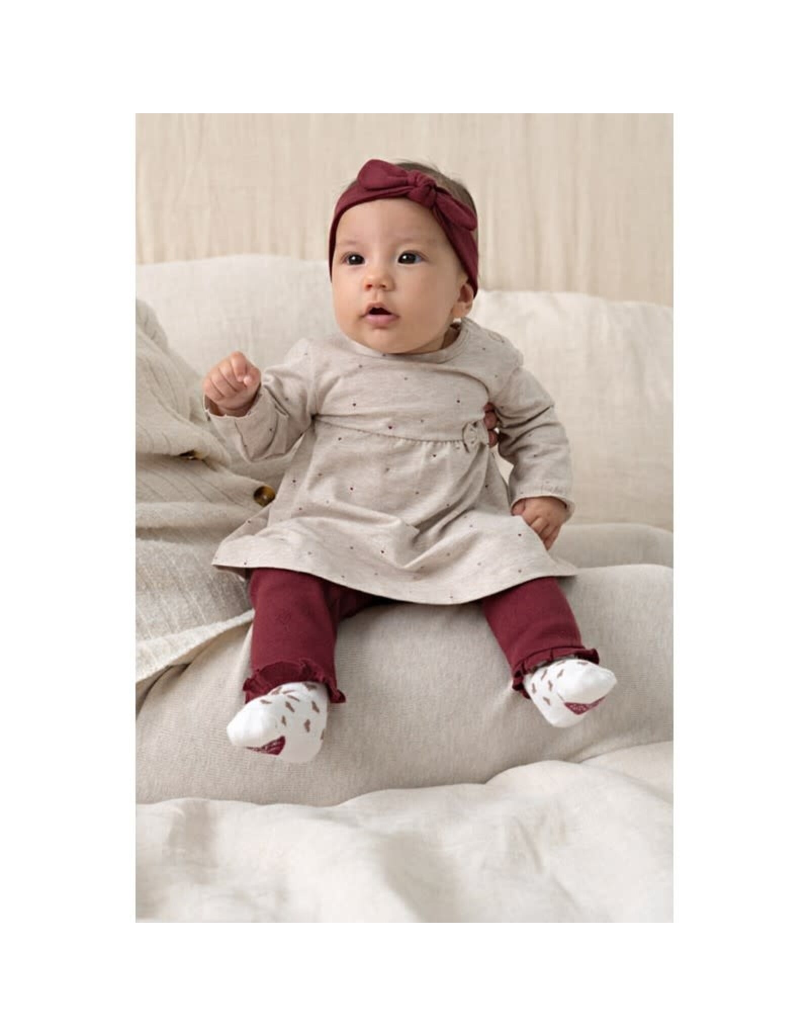 Feetje Jurk AOP - My Little Love Taupe melange