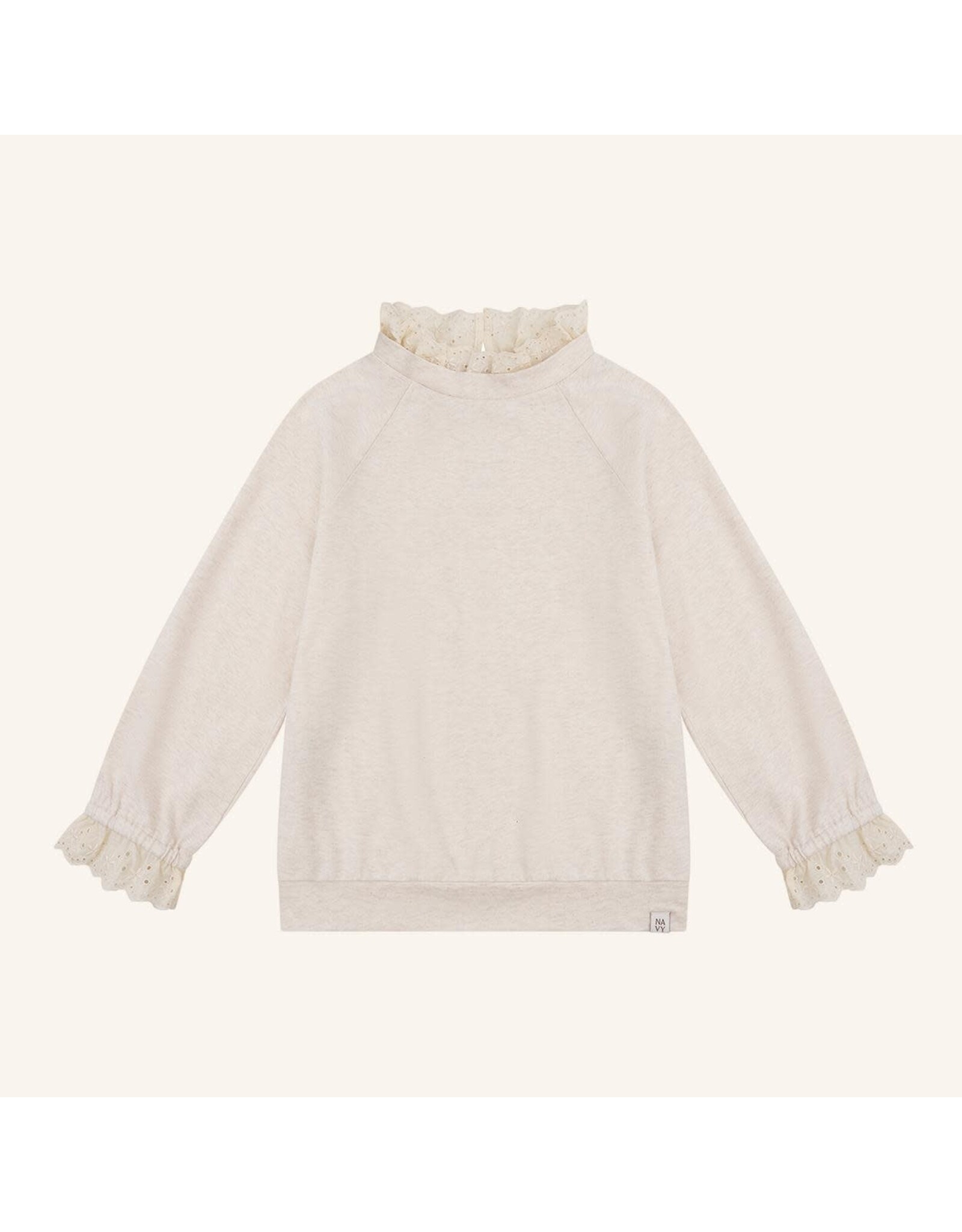 NAVY NATURAL Jackie broderie top melange ecru