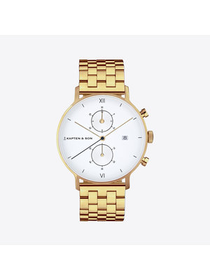 Kapten and Son Chrono Small Gold Steel Horloge