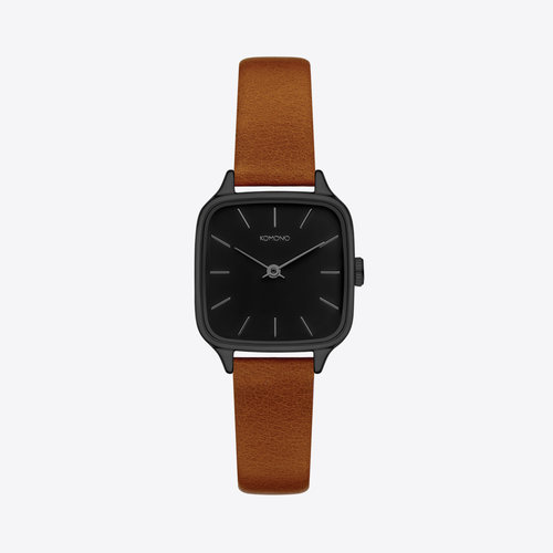 Komono Kate Black Cognac Horloge