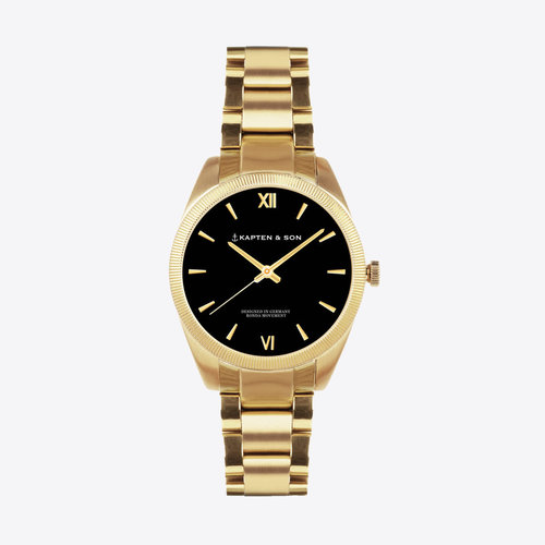 Kapten and Son Crush Gold Black Steel Horloge Kapten and Son Crush Gold Black Steel Horloge