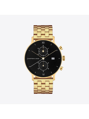 Kapten and Son Chrono Small Gold Black Steel Klocka