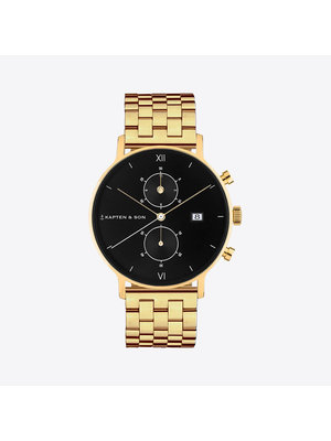 Kapten and Son Chrono Small Gold Black Steel Uhr