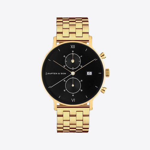 Kapten and Son Chrono Small Gold Black Steel Watch