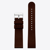 Komono Leather Watch Strap 20 Chocolate Silver