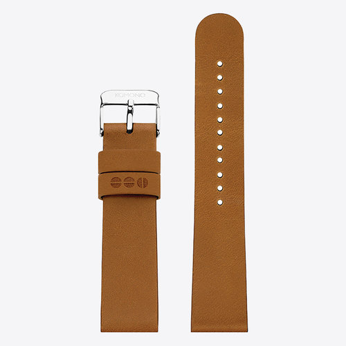 Komono Komono Leather Watch Strap 20 Cigar Silver Komono Komono Leather Watch Strap 20 Cigar Silver