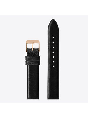 Komono Komono Leather Watch Strap 16 Black Rose Gold