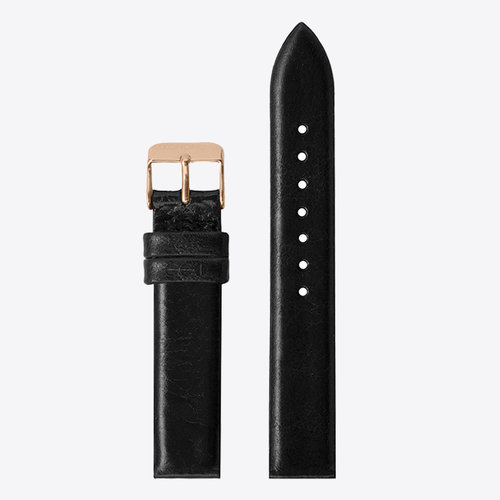 Komono Komono Leder Uhrenarmband 16 Black Rose Gold